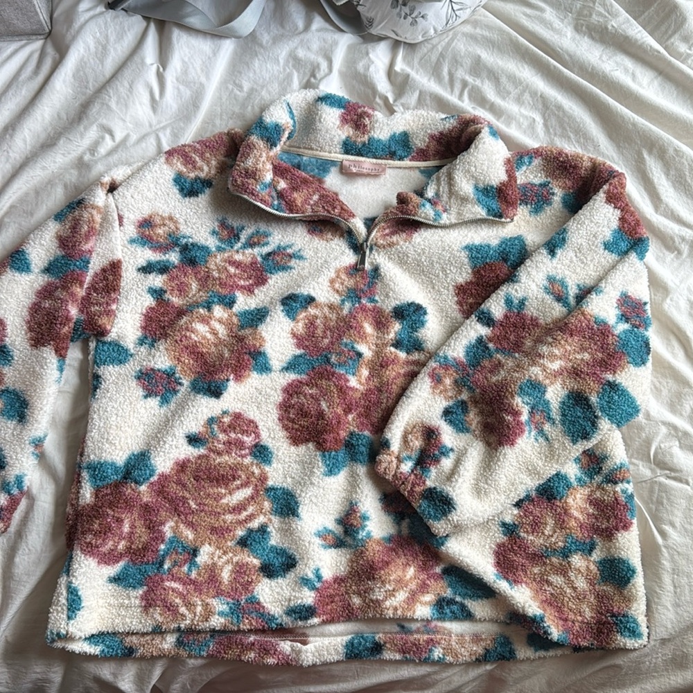 Philosophy Floral Sherpa Quarter Zip